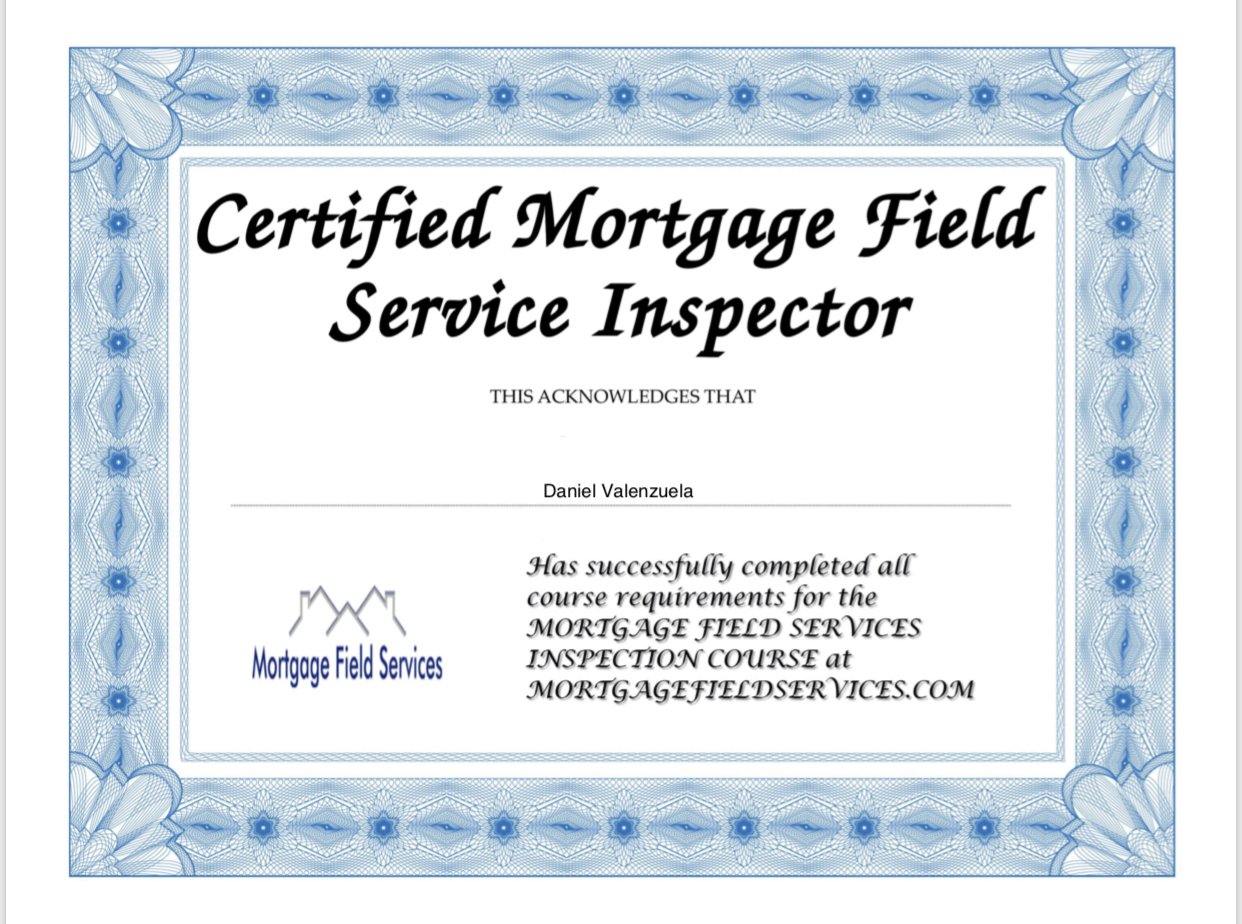 Certified Mortgage Field Service Inspector